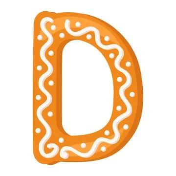 Letter D made from glazed gingerbread Stock Illustration