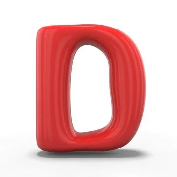Letter D made of inflatable balloon isolated on white background. 3D Stock Illustration