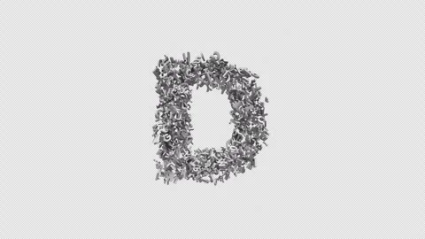 Letter D Made of Letters with Alpha Channel. 3D Font. Alphabet Letter Animation Video stock 304993103