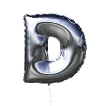 Letter D made of silver inflatable balloon isolated on white background Stock Illustration