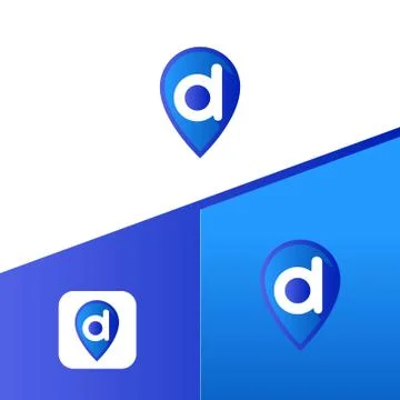 Letter D With Map Pointer icon or logo design template elements Illustrazione stock