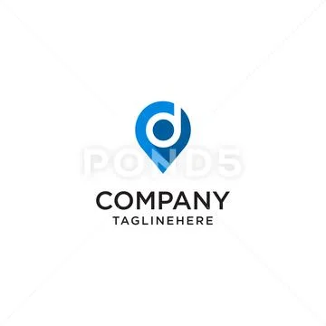 Letter D With Map Pointer logo design concept template Stock-Illustration