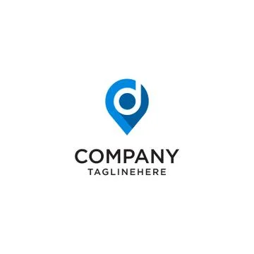 Letter D With Map Pointer logo design concept template Stock Illustration