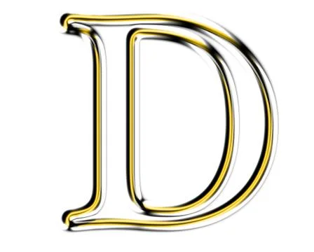 Letter d from metal solid alphabet. Stock Illustration