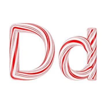 Letter D Mint Candy Cane Alphabet Collection Striped in Red Christmas Colour  Stock Illustration