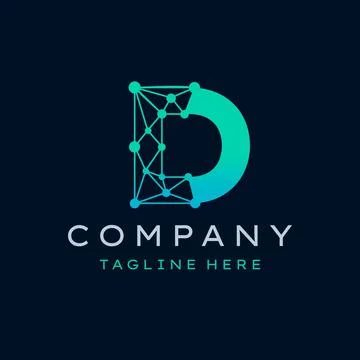 Letter D Molecule Logo, Bio tech Connect Dots Science Technology Logo Design  Stock Illustration