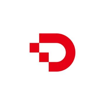 Letter d motion pixels red geometric logo vector Stock Illustration