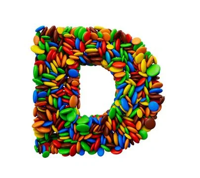Letter D of multicolored rainbow candies Festive isolated on white backgrou.. Stock Illustration