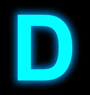 Letter D neon light full isolated on black Stock Illustration