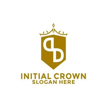 Letter D or DD Shield With Crown Logo design, Initial Letter Logo design te.. Stock Illustration