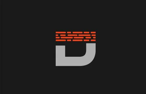Letter D orange grey dots alphabet for company logo Stock Illustration