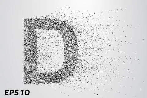 Letter D from the particles. The letter D consists of circles and points. V.. Stock Illustration