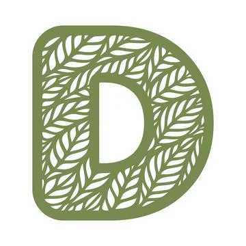 Letter D with a pattern of leaves.  Stock Illustration