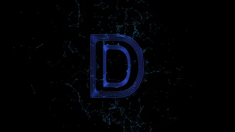 Letter D Plexus Line And Dots Connection on Dark Background Stock Footage 346115365