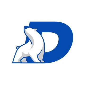 Letter D with polar bear Stock Illustration