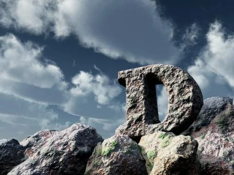 Letter d rock under blue sky - 3d illustration Stock-Illustration