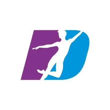Letter D Shape Dancing Silhouette Graphic Stock Illustration