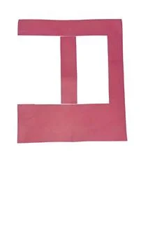 Letter D shape made from red paper cutout isolated on transparent background. Stock Photos