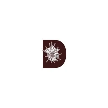 Letter D  with spider web icon design template vector Stock Illustration
