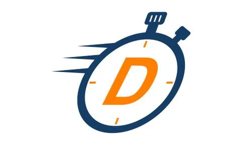Letter D Stopwatch Logo Illustrazione stock