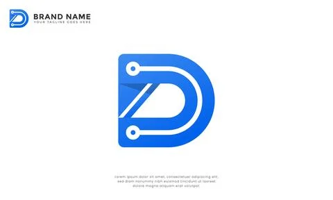Letter D tech circuit logo Stock Illustration