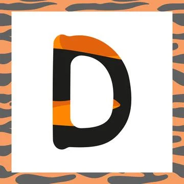Letter D with tiger pattern Stock Illustration