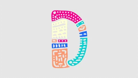 Letter D. Transparent Alpha channel. Colorful doodle animated isolated 4K video. Stock Footage 156776940