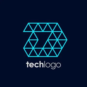 Letter D Triangle Polygon Tech Logo Stock Illustration