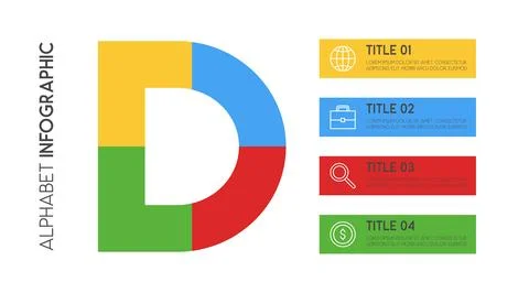 Letter D vector alphabet and other elements for infographics Stock Illustration