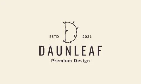 Letter D with vines leaf logo symbol vector icon illustration graphic design Stock Illustration