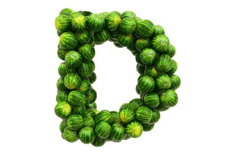 Letter D from watermelons. 3D rendering Stock Illustration