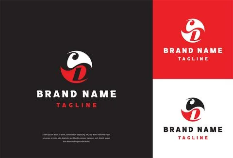 Letter D Wave Dynamic Logo Vector Design Stock Illustration