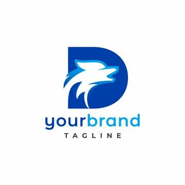 Letter D Wolf Logo Design Vector , Initial Gaming Logo Stock Illustration