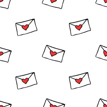 Letter with declaration of love. Seamless pattern. Vector illustration. Valen Stock Illustration