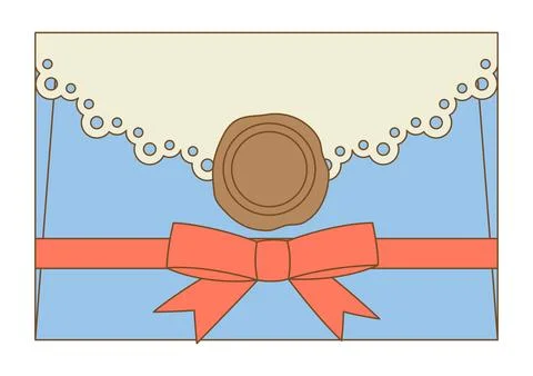 Letter in decorative envelope. Romantic message with decor. Stock Illustration