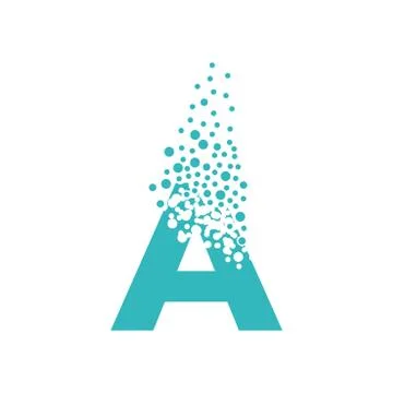 Letter A dispersing into a cloud of bubbles Stock-Illustration