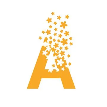 The letter A dissolves into a cloud of flowers Stock Illustration