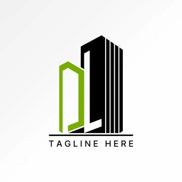 Letter DL line font building house skyscraper typography tower city property Ilustración de archivo