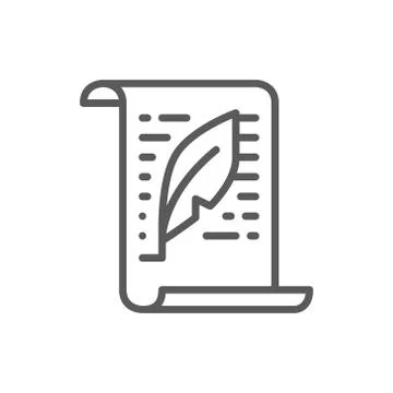 Letter, document, text, copywriting line icon. Stock Illustration