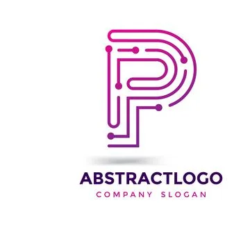 Letter Dots P logo Vector. Alphabet P Technology logotype. Illustrazione stock