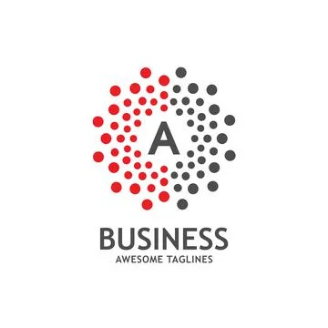 Letter A with dotted vector circle frame, Stock Illustration