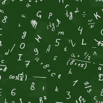Letter drawing on a blackboard. Seamless pattern. Illustrazione stock