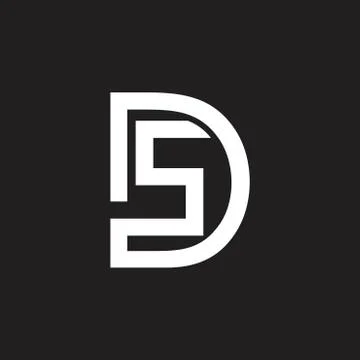 Letter ds simple line art logo vector Stock Illustration