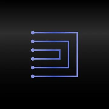 Letter D.Vector technology font. Digital alphabet element. Isolated. Microchip Illustrazione stock