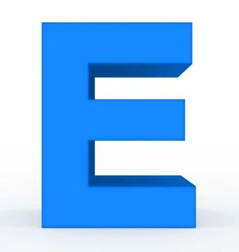 Letter E 3d blue isolated on white Stock Illustration