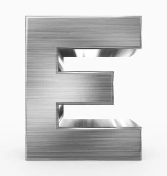 Letter E 3d cubic metal isolated on white Illustrazione stock