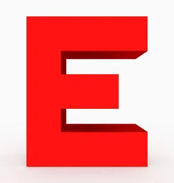 Letter E 3d cubic red isolated on white Stock Illustration