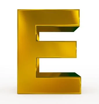 Letter E 3d golden isolated on white Stock Illustration