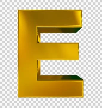 Letter E 3d golden isolated on white - 3d rendering Stock Illustration