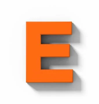 Letter E 3D orange isolated on white with shadow - orthogonal projection Stock Illustration